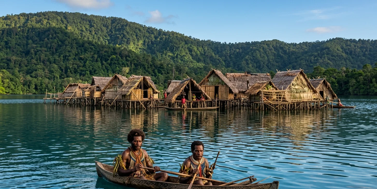 NEW GUINEA VILLAGE BUILT IN THE SEA