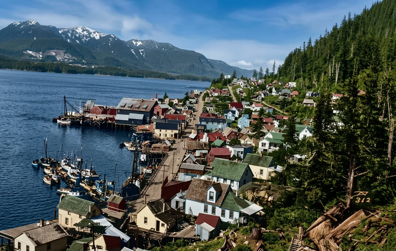 VIEW OF THE NORTH END OF KETCHIKAN, ALASKA