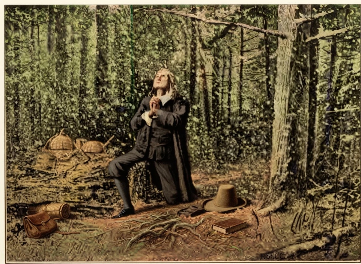 Roger Williams Praying in Rhode Island Forest