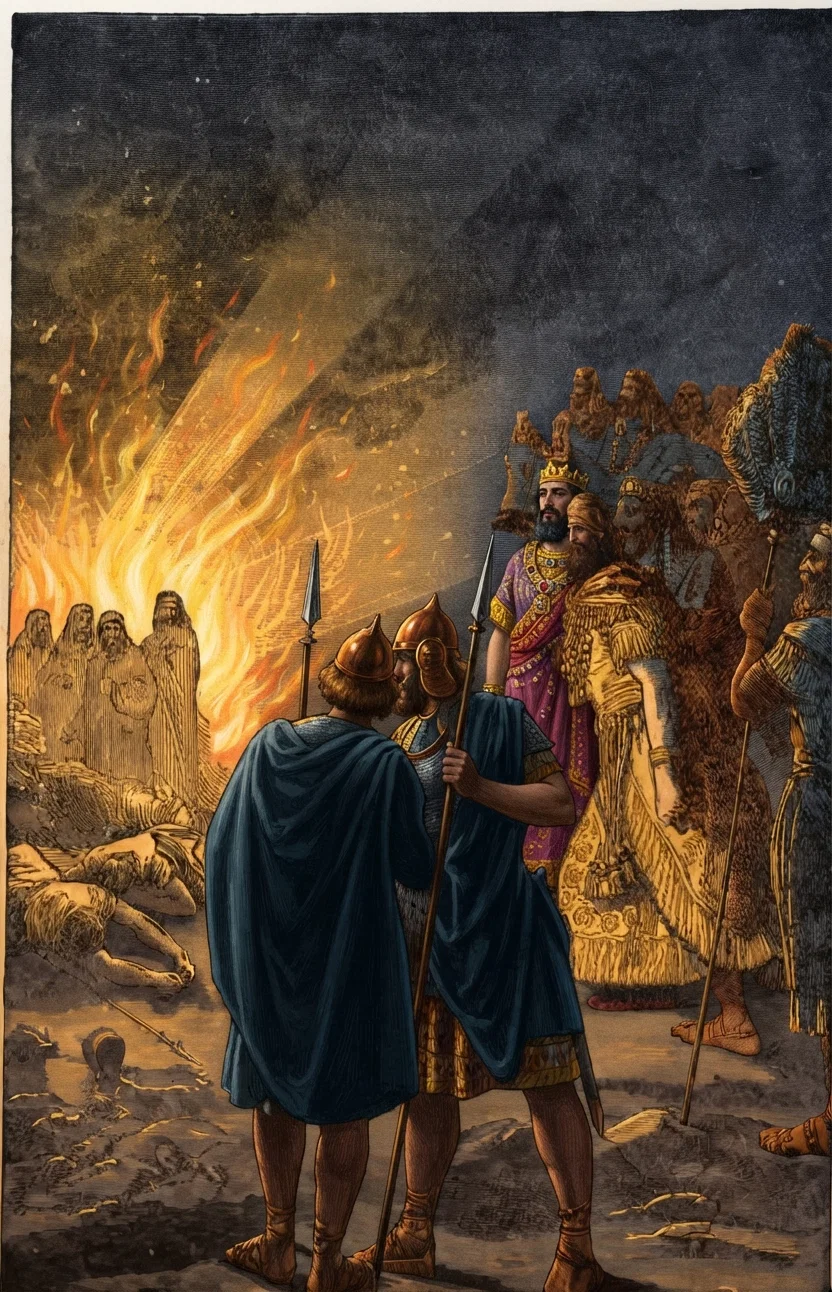 THREE HEBREW WORTHIES AND FIERY FURNACE.
