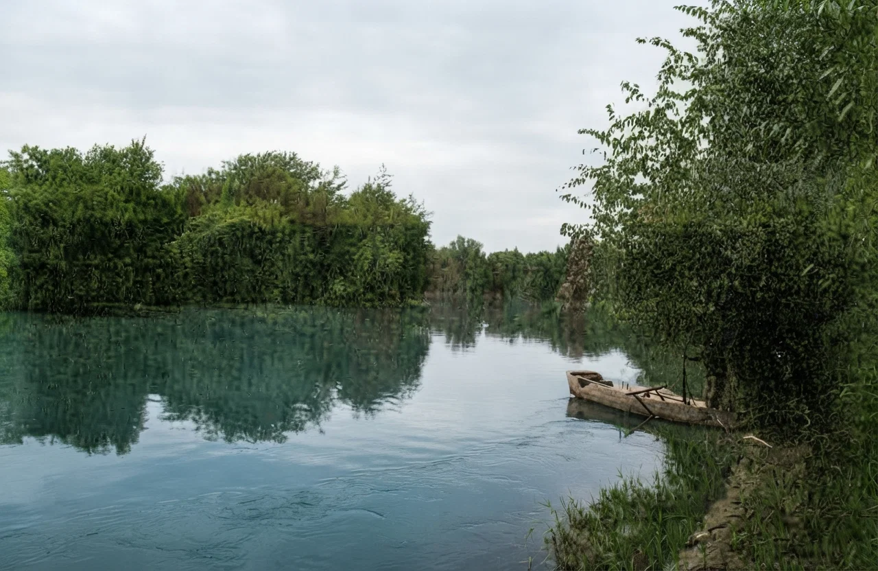 Photograph from a scene on the Jordan. Our Lord may have been baptized on the spot photographed; but no "holy place," no "holy water" from the Jordan, can save the soul. There is but one Fount of cleansing; but one great Example—our blessed Lord.