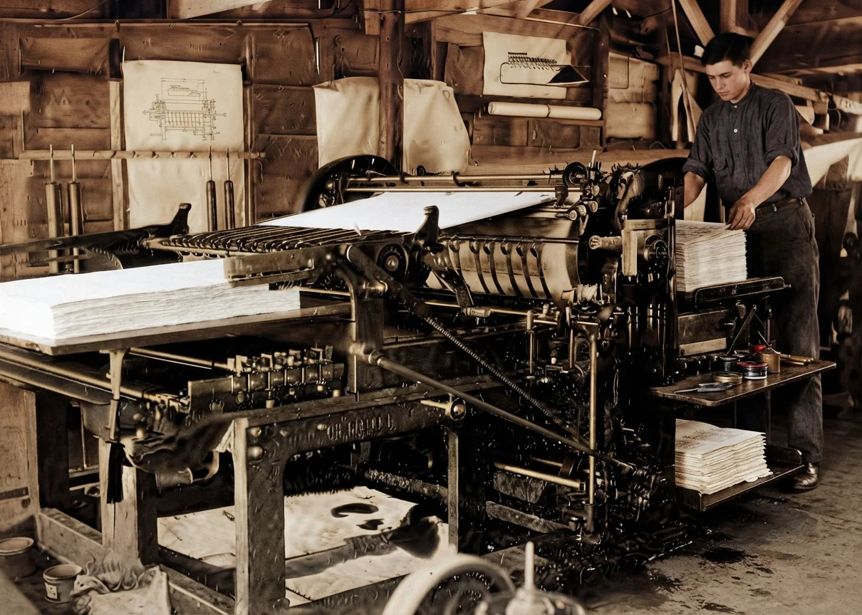 The New Miehle Press, 48x62. Capable of 1,900 Impressions an Hour. A First-class Machine.