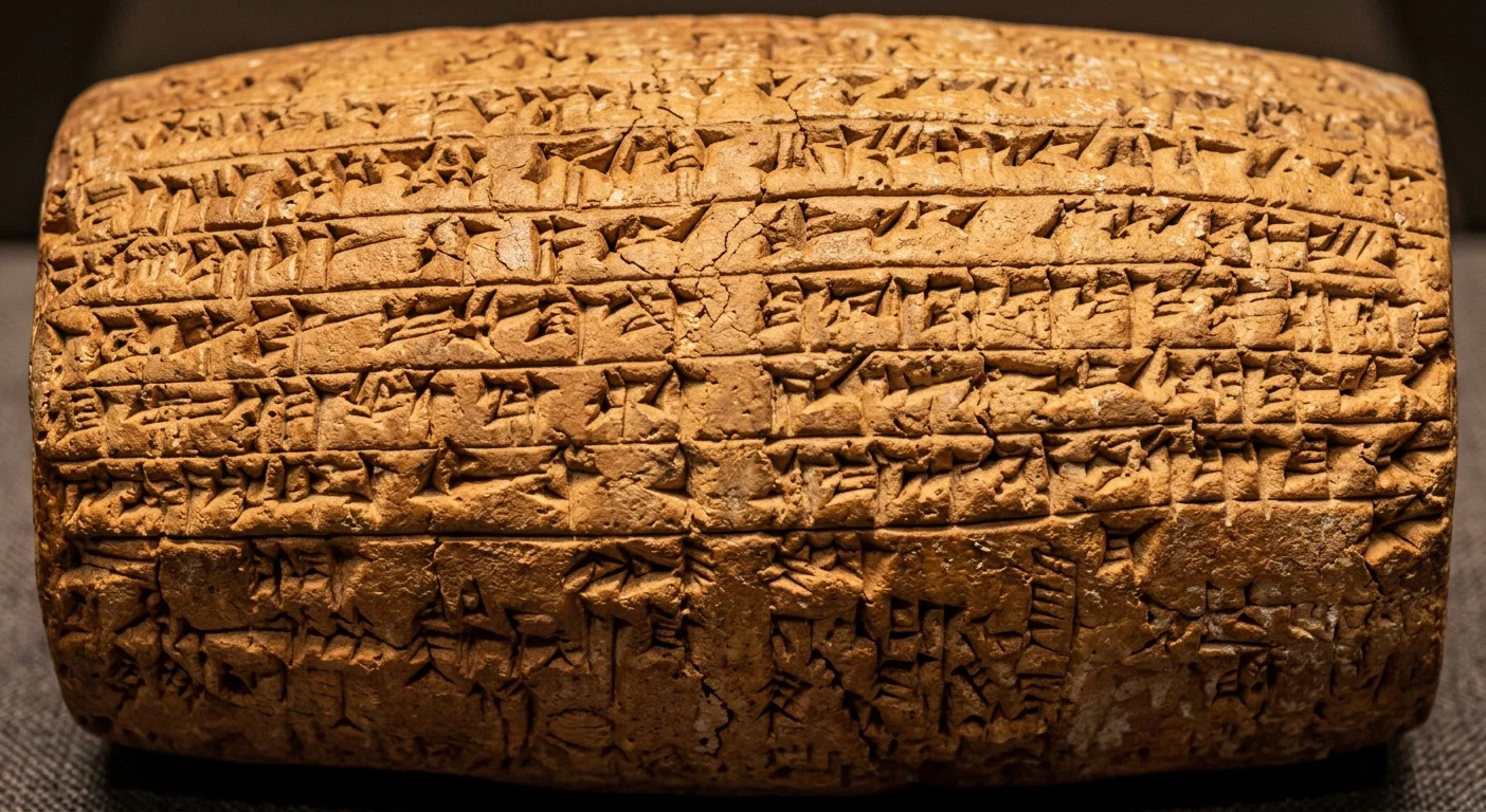 Baked clay cylinder of Nabonidus, king of Babylonia from B.C. 555 to B.C. 538. It is in the Babylonian and Assyrian room of the British Museum, and its record concludes with a prayer to the moon-god on behalf of Nabonidus himself and of his eldest son, Belshazzar, as follows: “O Sin, that is the moon-god, thou lord of the