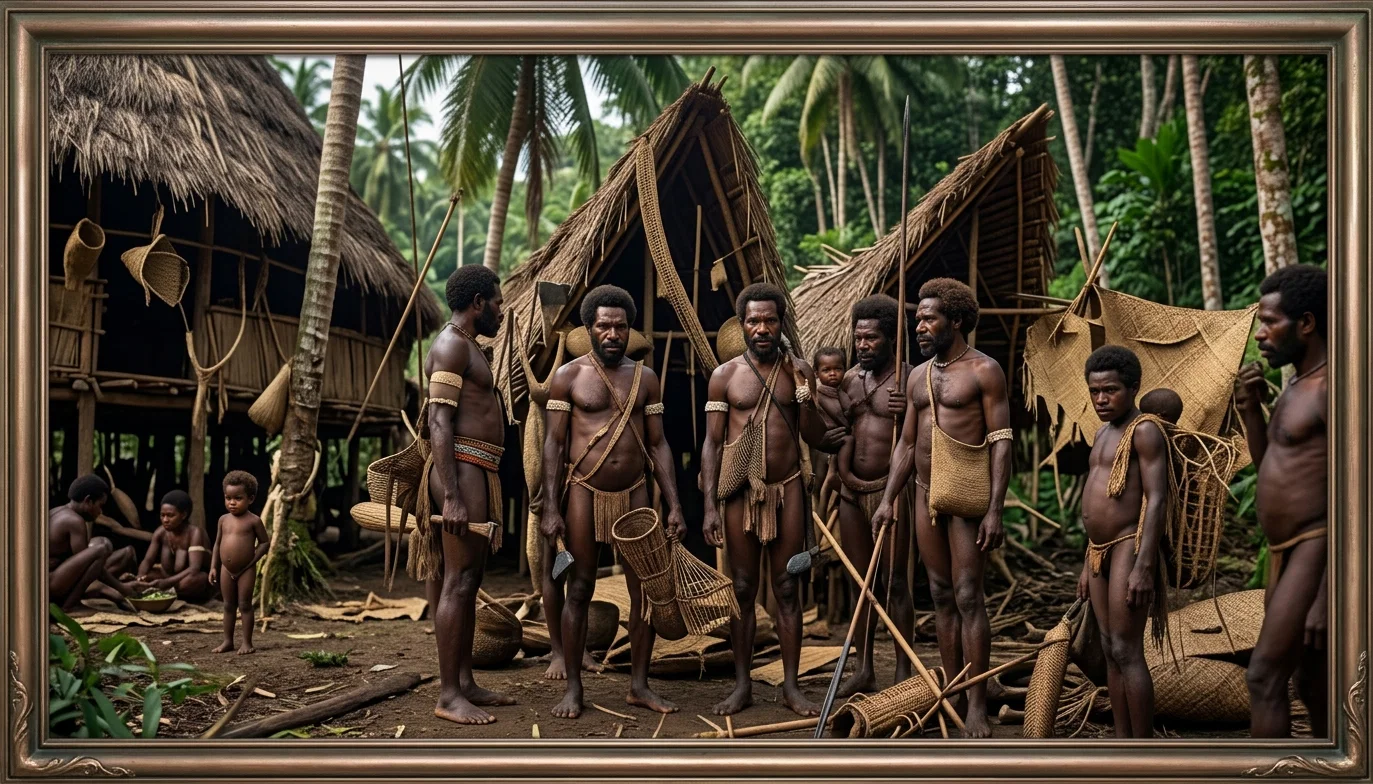 GROUP OF NEW GUINEA CANNIBALS OF INTERIOR