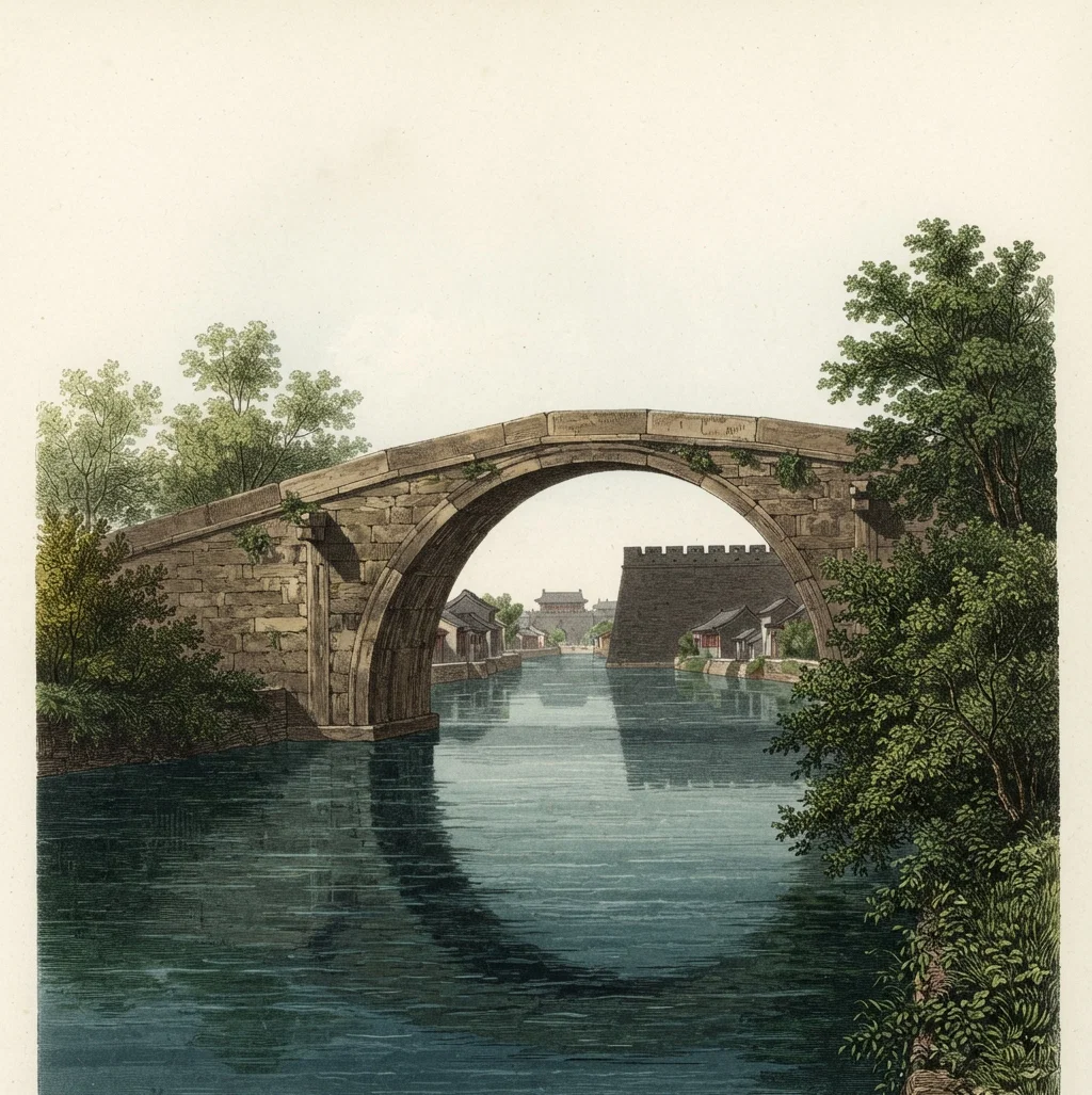 BRIDGE AT SUCHOU, SHOWING CITY WALL THROUGH THE ARCH