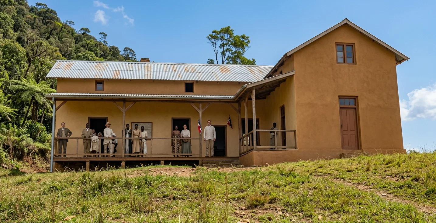 FRONT VIEW OF THE MISSION BUILDING AT VUASU, GERMAN EAST AFRICA