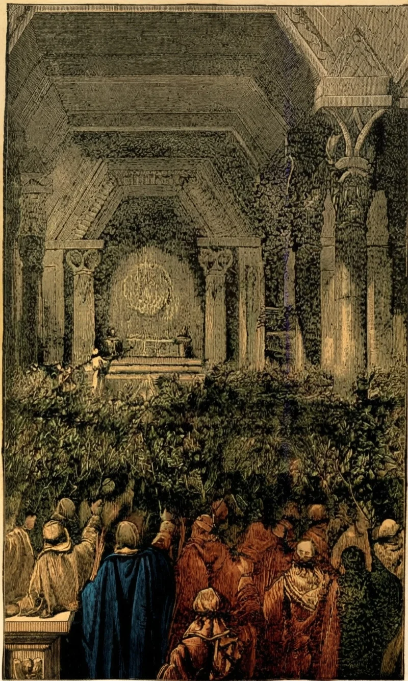 WAVING PALM BRANCHES AT THE FEAST OF TABERNACLES.