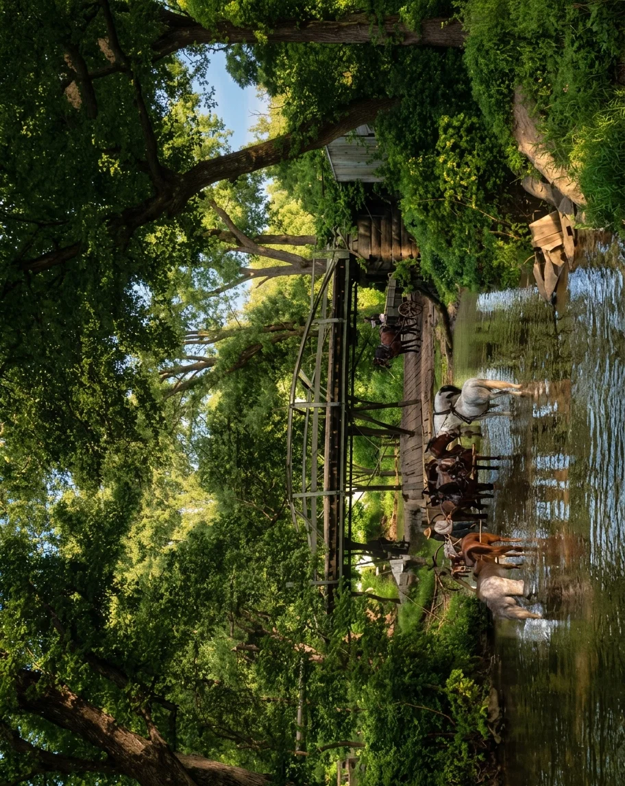 A JUNE DAY IN THE COUNTRY — WATERING THE HORSES