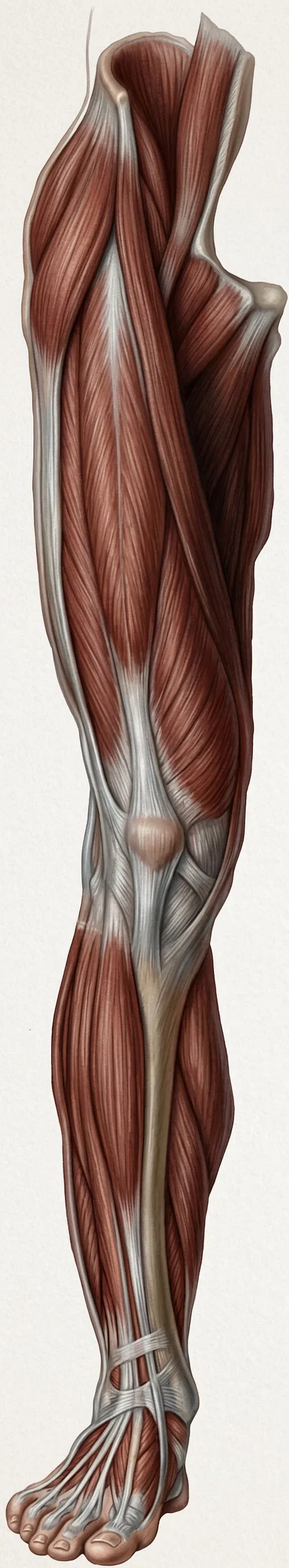 Front view of muscles of thigh and leg (from chapter entitled “The Muscles”)