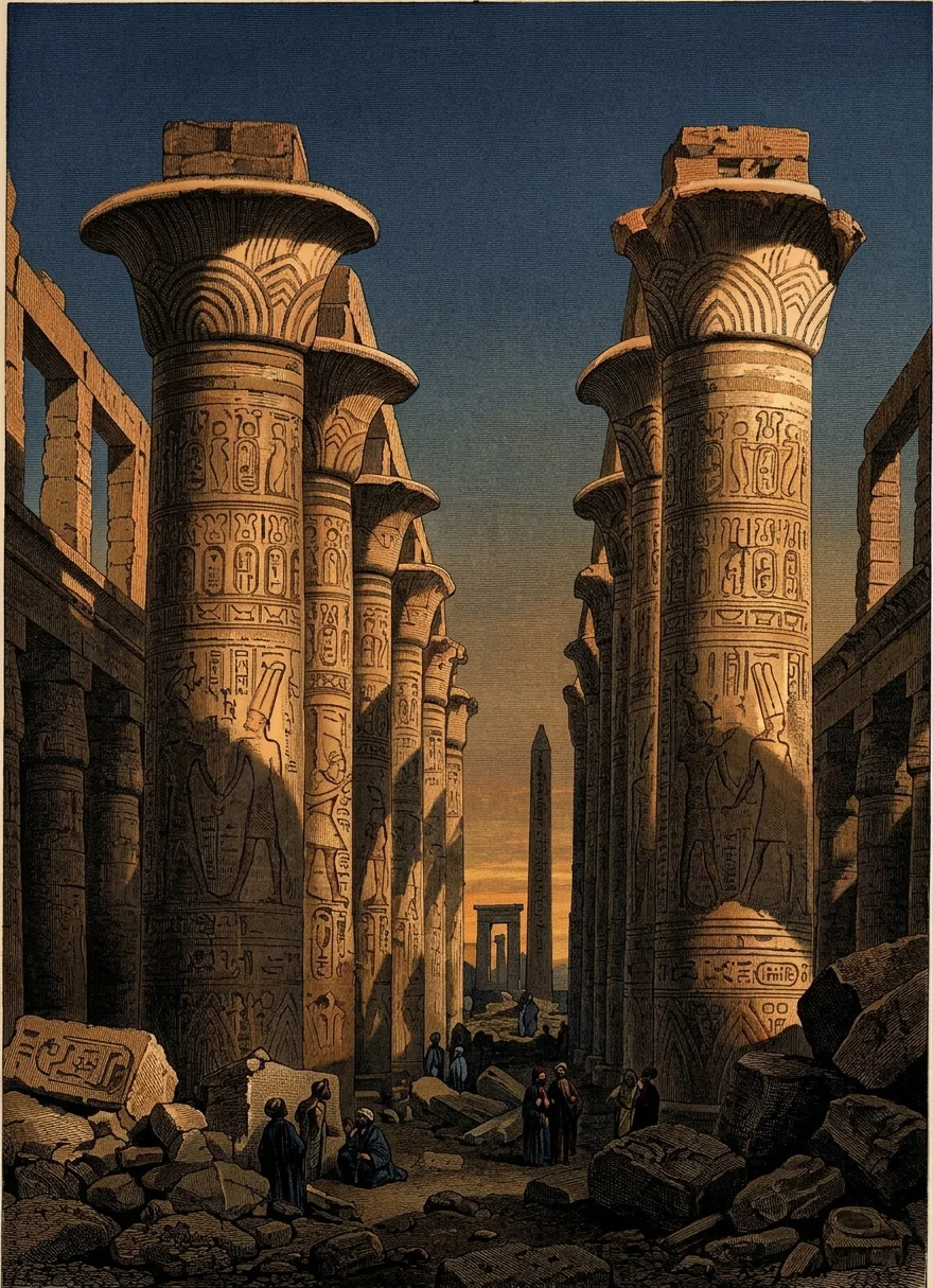 THE AVENUE OF COLUMNS, TEMPLE OF EL-KARNAK, EGYPT