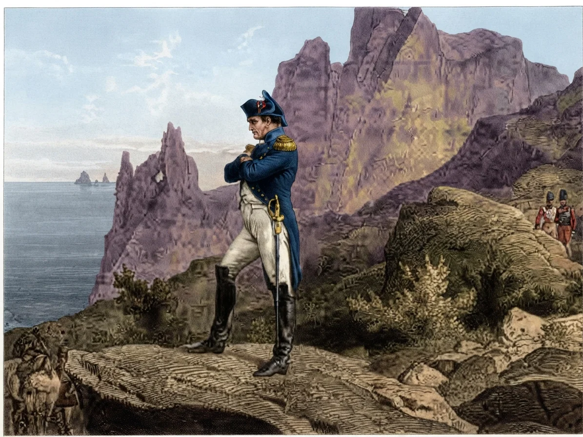 From Ridpath's "History of the World" NAPOLEON, WITH HIS DREAMS OF WORLD EMPIRE, BANISHED TO THE ISLAND OF ST. HELENA