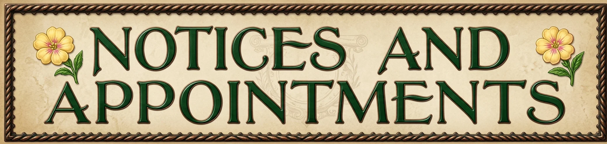 NOTICES AND APPOINTMENTS