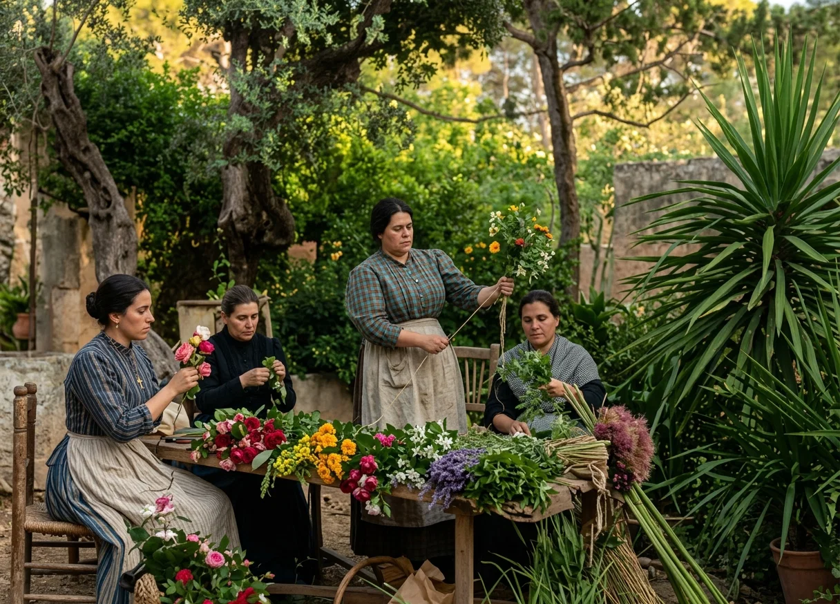 PREPARING BOUQUETS FOR MARKET IN VALENCIA