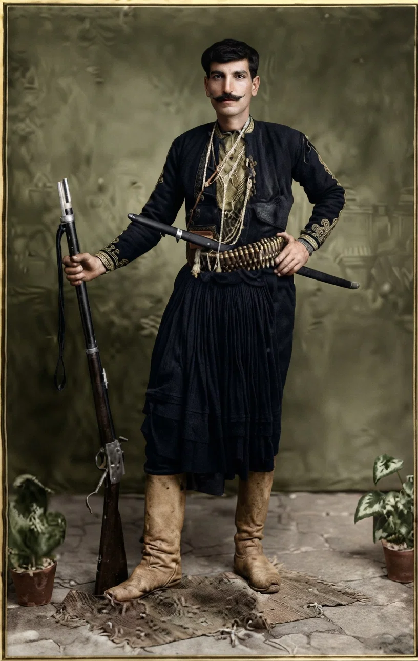 A Cretan leader of a Greek band in Macedonia.