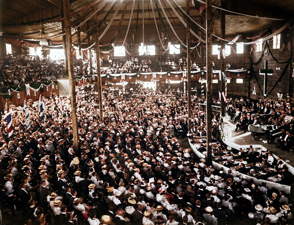 Auditorium of the Centennial Grounds, Nashville, showing first general meeting of the Y. P. S. C. E. at the International Convention.