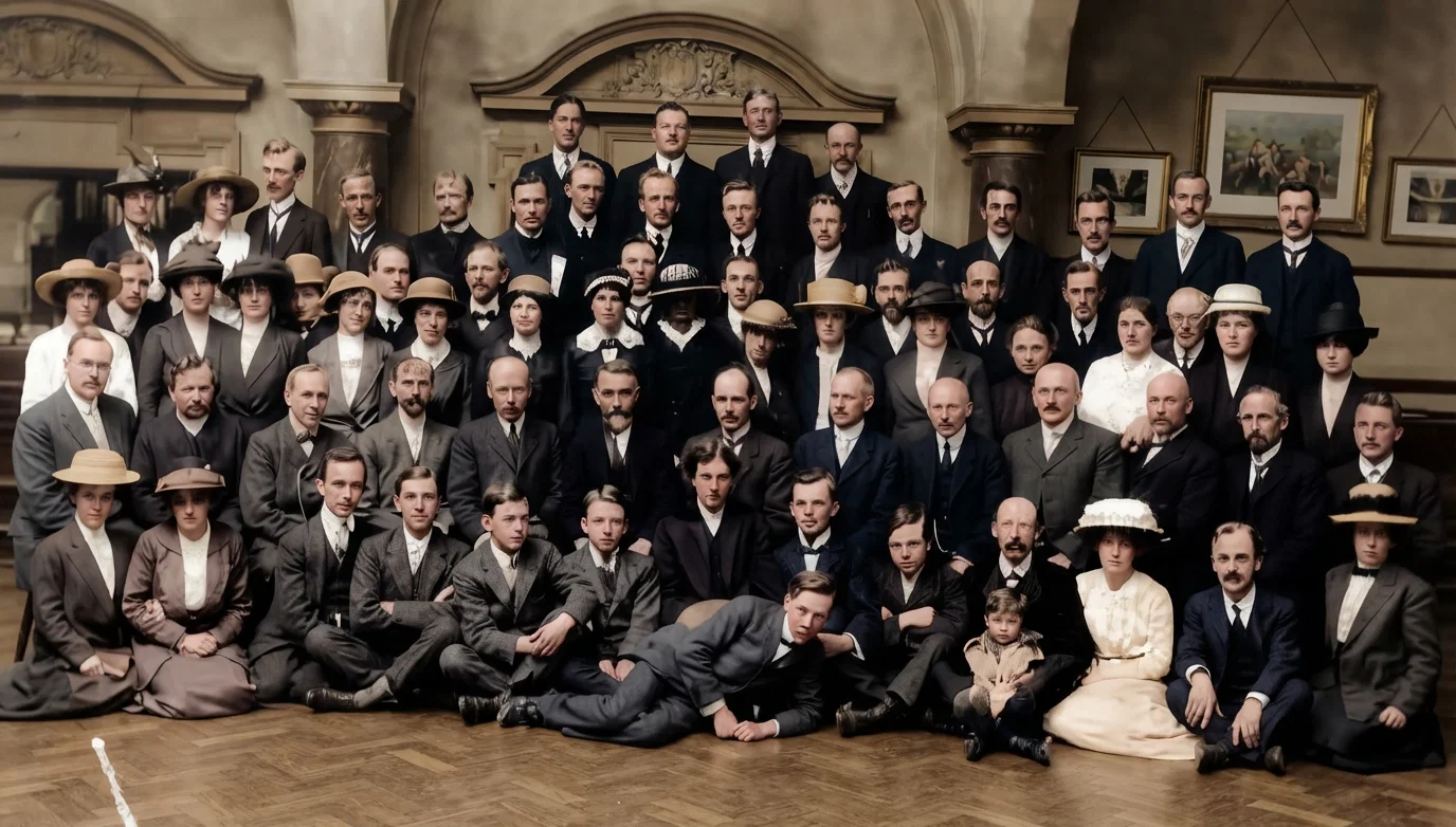 GROUP OF WORKERS IN ATTENDANCE AT BRITISH UNION MEETING