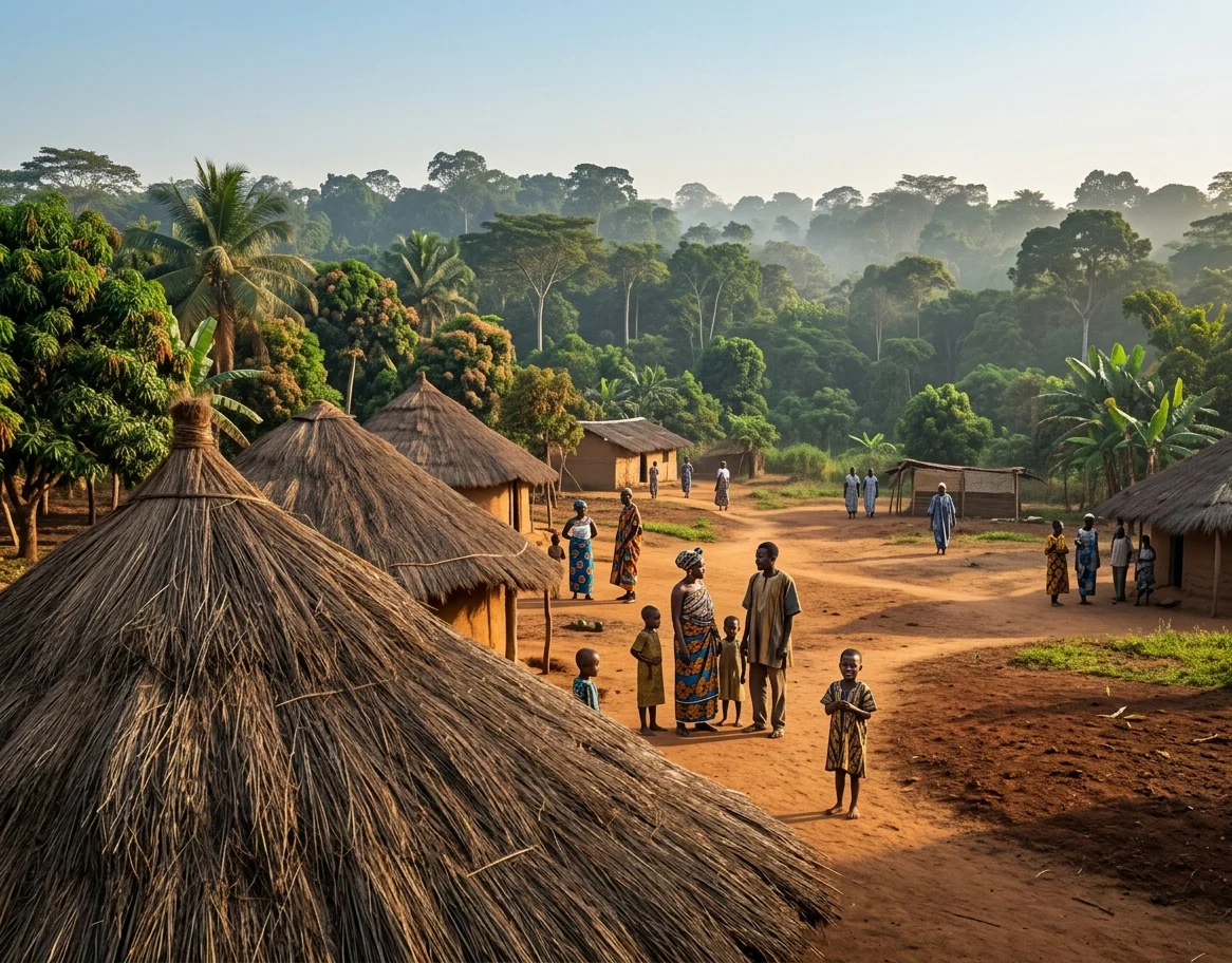 Photo by J. C. Rogers
VILLAGE NEAR KONGO BORDER
