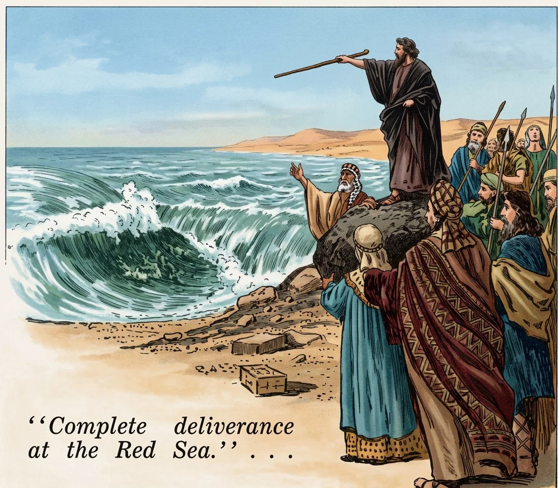 “Complete deliverance at the Red Sea.” . . .