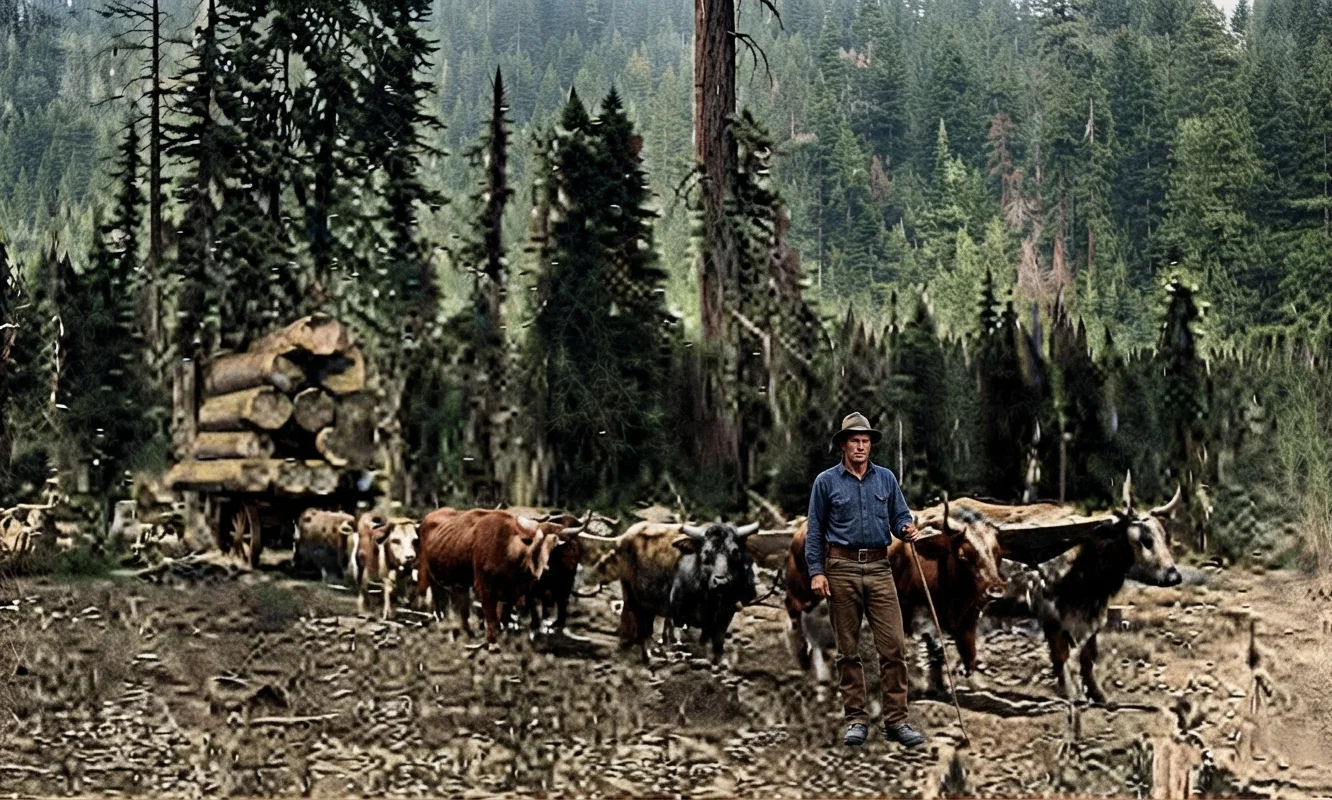 Logging in the California Redwood Forests.