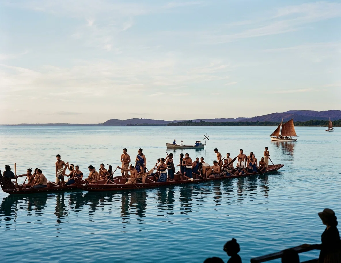 A Maori War Canoe. South Seas.