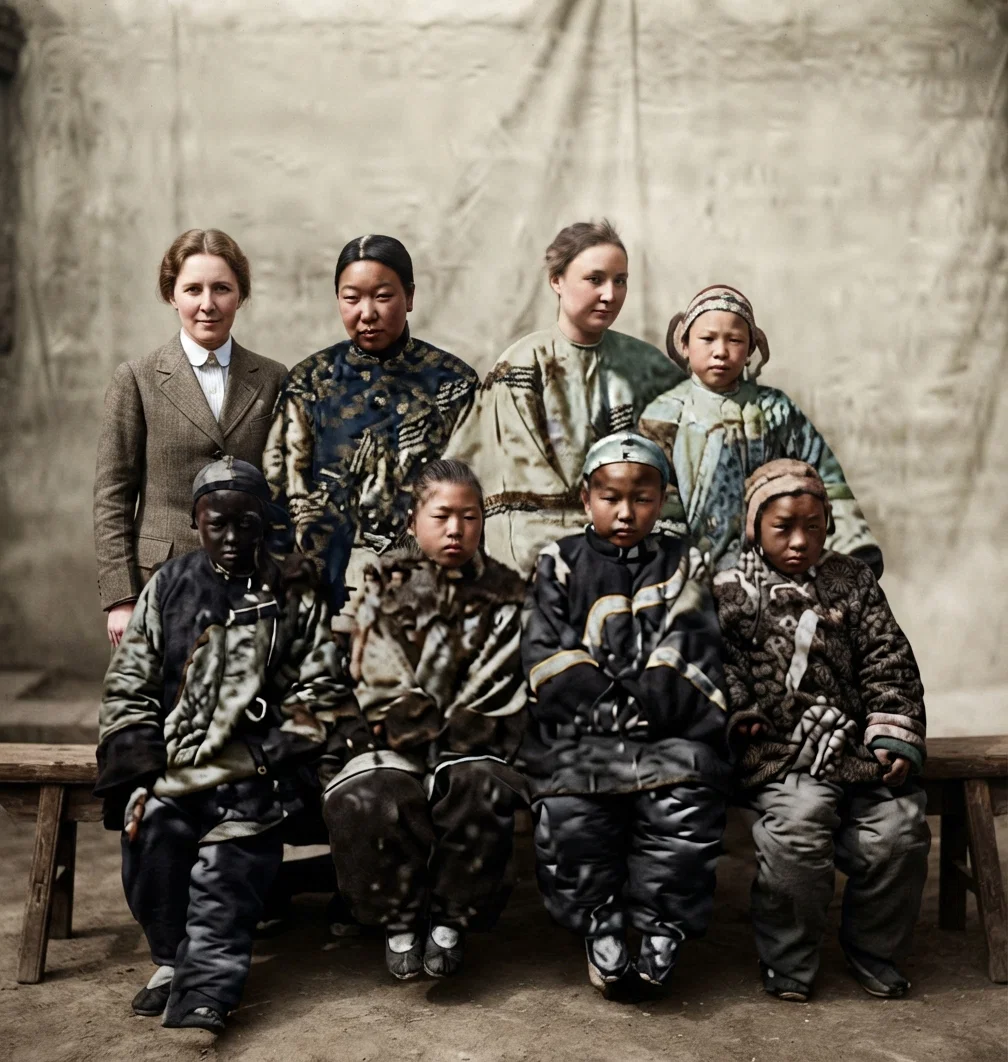 Dr. Bertha L. Selmon and Members of the Girls' School, Honan,