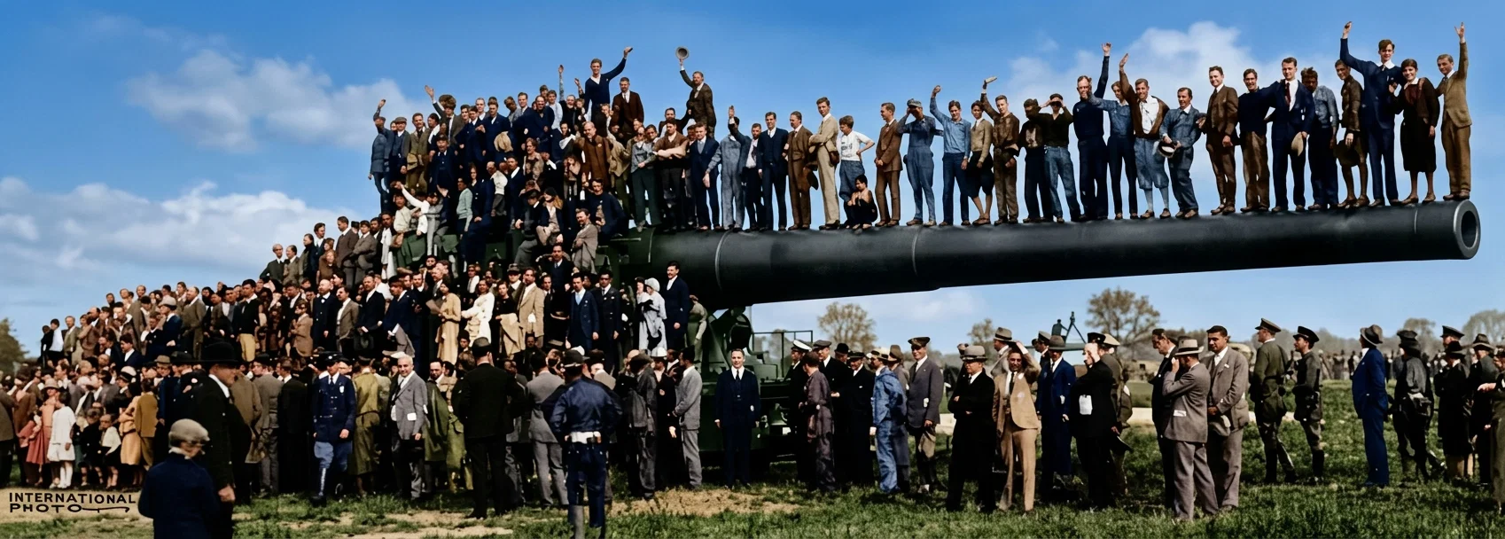 The largest coast defense gun in the United States, located at Aberdeen, Maryland. With a charge of 702 pounds, this gun can fire a 2,100-pound projectile to a range of about thirty miles at a rate of approximately one round a minute.