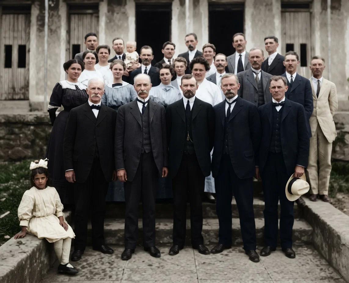 GROUP OF WORKERS AND ASSISTANTS IN CUBA