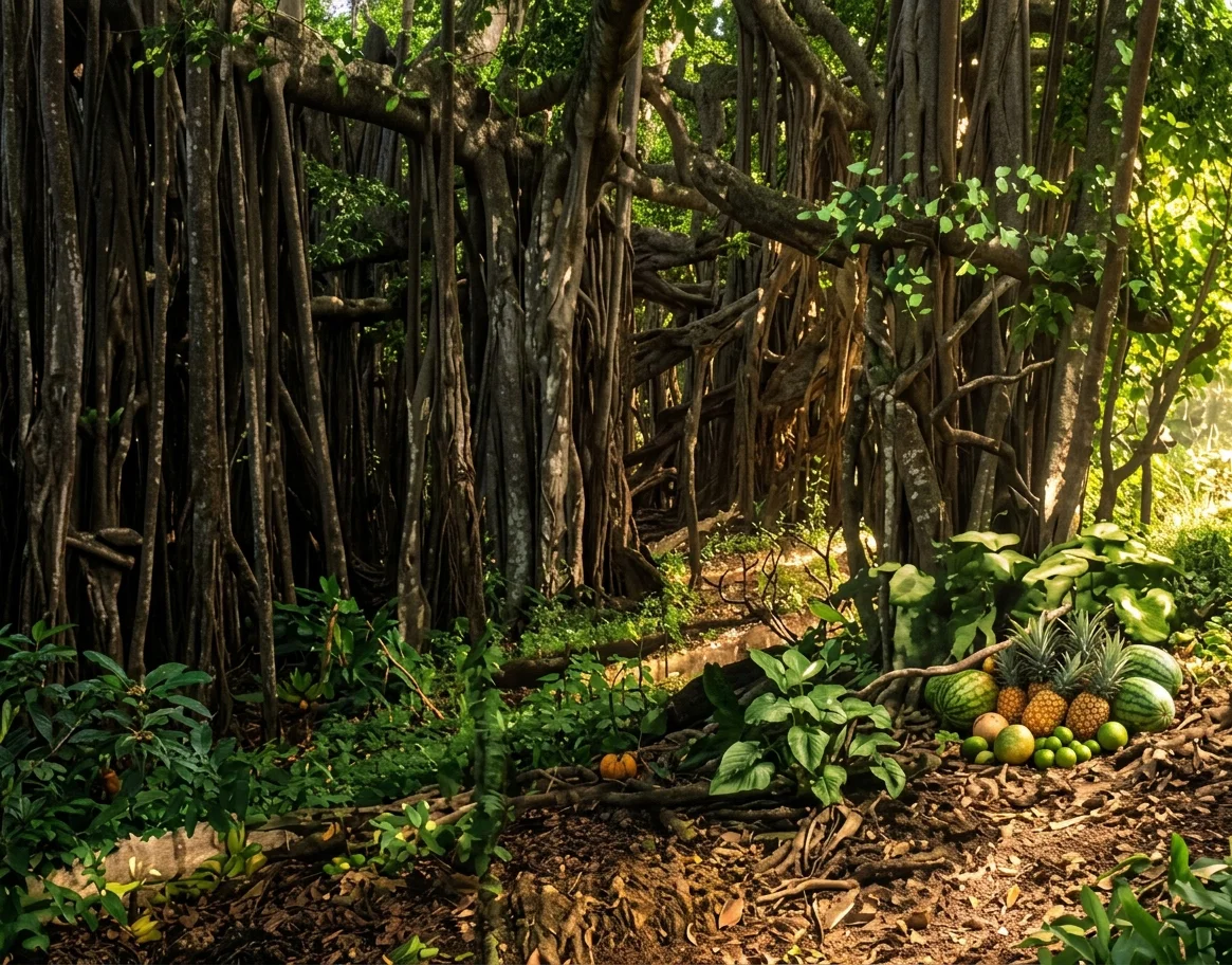 BANYAN TREE, (PITCAIRN) COVERING OVER THREE ACRES.
