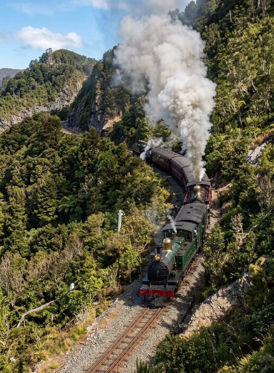 ASCENDING RIMUTAKA RANGE, NEW ZEALAND.