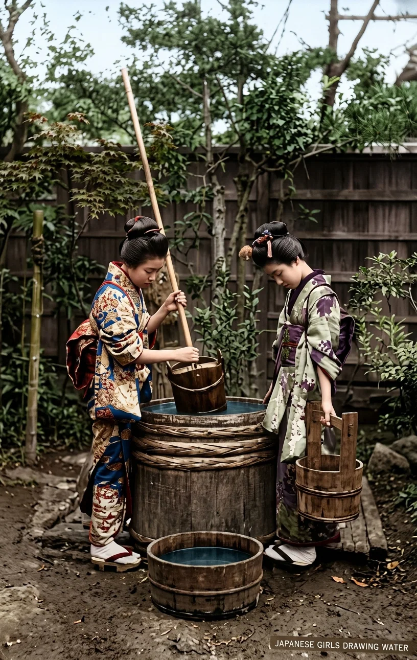 Japanese Girls Drawing Water.