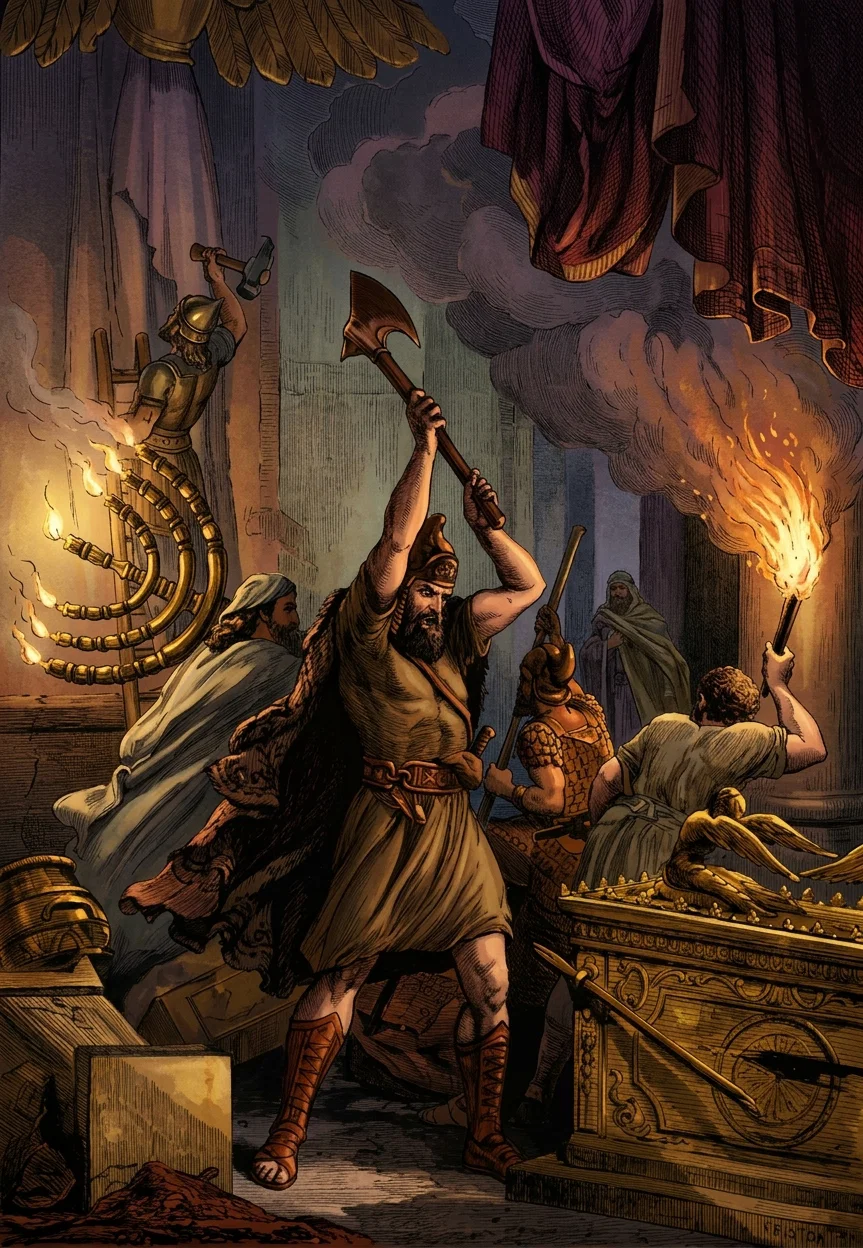 The Destruction of Solomon’s Temple. See 2 Chron. 36:17-19.