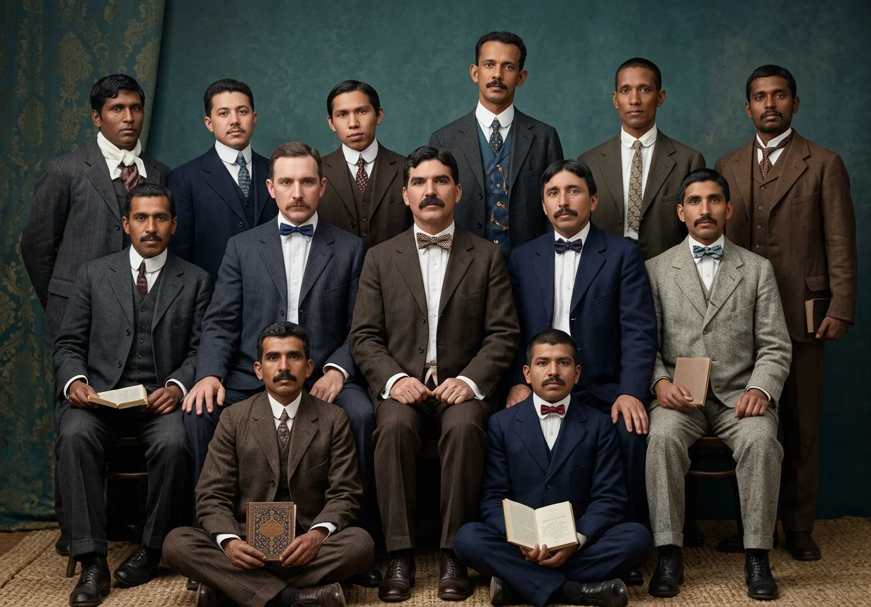 COLPORTEURS IN PERU (NOTE THE TWO INDIANS STANDING)