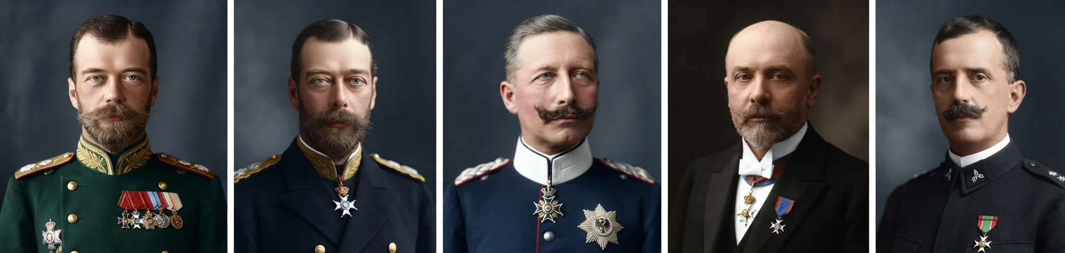 CZAR NICHOLAS KING GEORGE EMPEROR WILLIAM PRESIDENT POINCARE KING VICTOR EMMANUEL