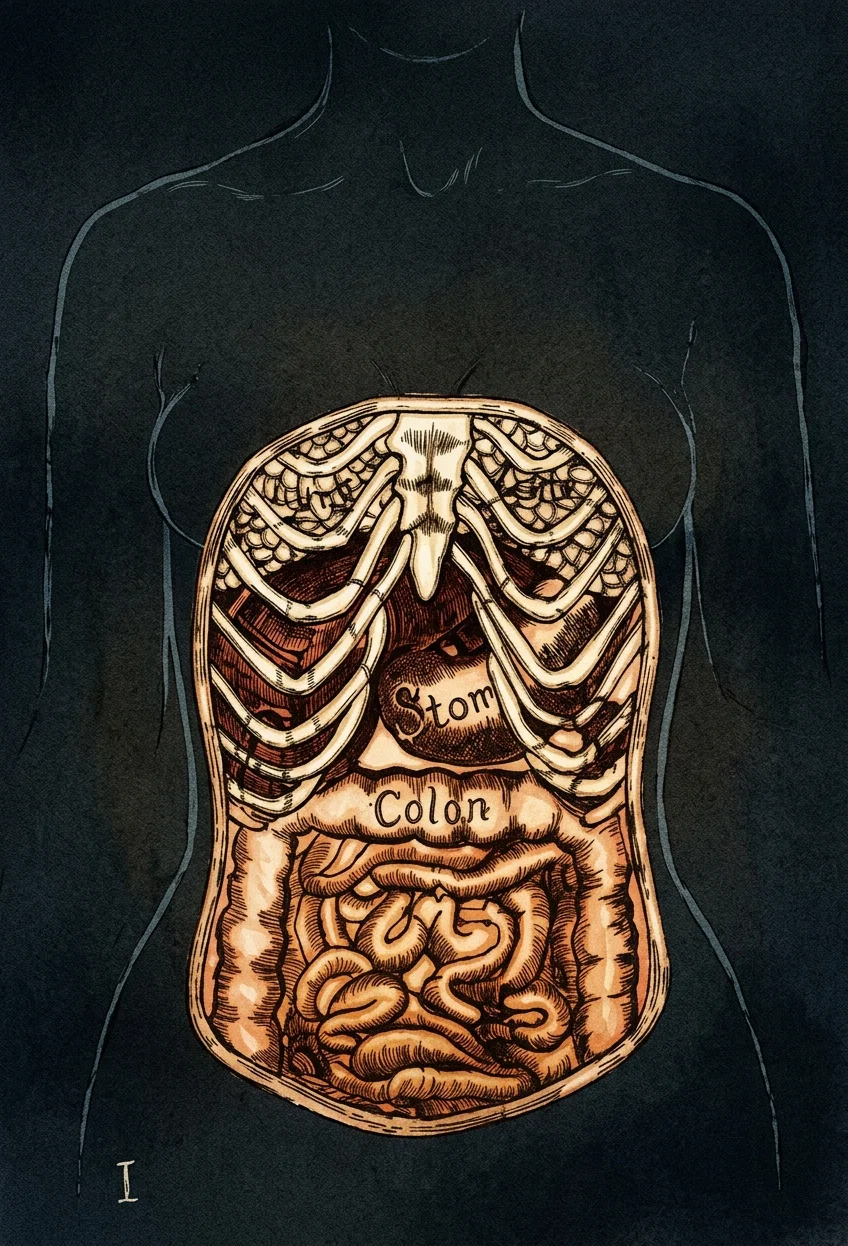 The healthy waist, showing the vital organs in their natural positions.