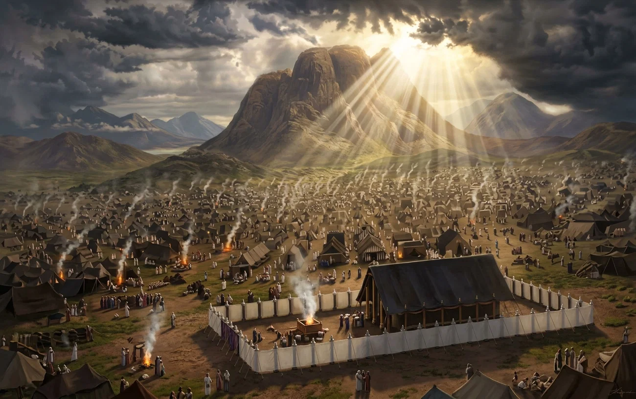 The Sanctuary and Its Surrounding Court, as Seen in the Camp of Israel.