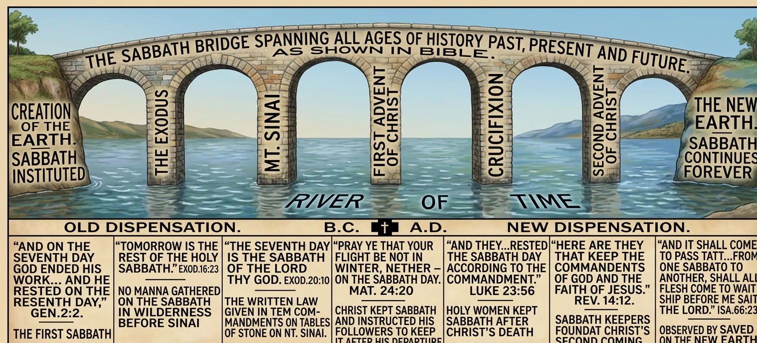 BIBLE FOUNDATIONS SUPPORTING THE PERPETUITY OF THE SEVENTH DAY SABBATH. - NOTE. MANY MORE TEXTS COULD BE GIVEN, BUT ONLY ENOUGH HAVE BEEN SELECTED TO MARK THE DIFFERENT PERIODS -