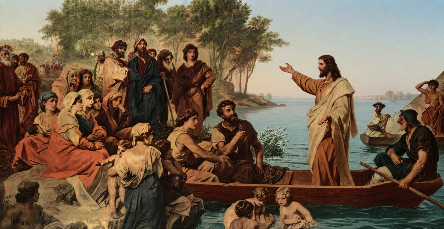 Jesus, the World's Great Teacher, Giving Instruction from the Boat of the Humble Fisherman