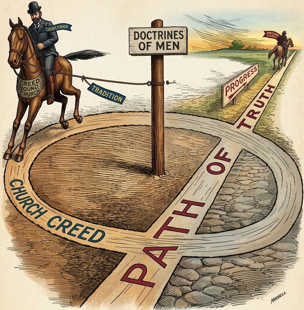The path of progress religiously is in following living, expanding truth. The path of stagnation and dead formalism is the path of human creeds. (See article on the Reformation Churches, page 9.)