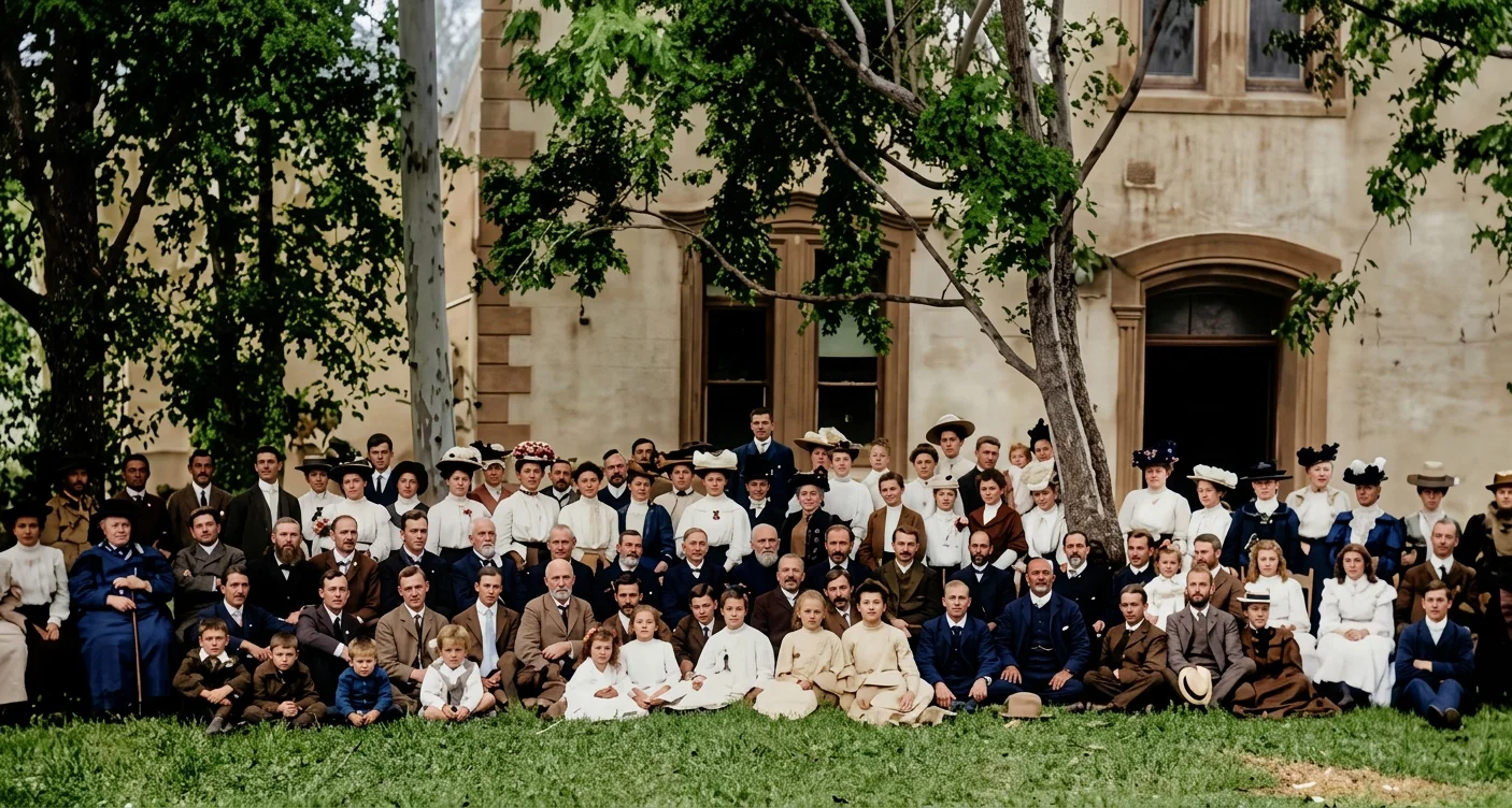 GROUP OF BELIEVERS ATTENDING THE SOUTH AFRICAN UNION CONFERENCE, TAKEN IN FRONT OF THE CLAREMONT CHURCH BUILDING, NEAR THE COLLEGE