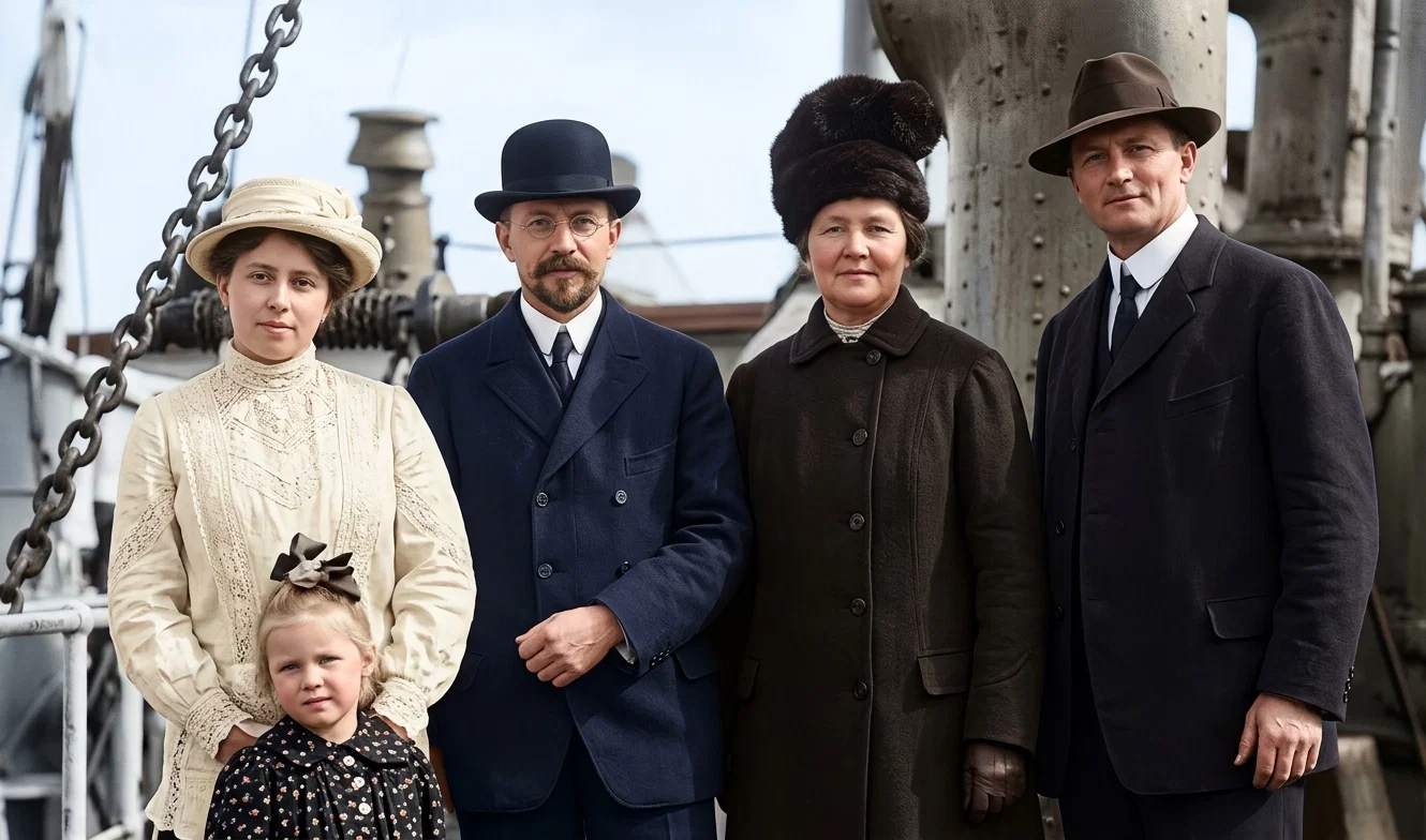 Left to right: Mrs. S. A. Nagel and daughter, Pastor S. A. Nagel, Mrs. Werner, and Mr. Werner.