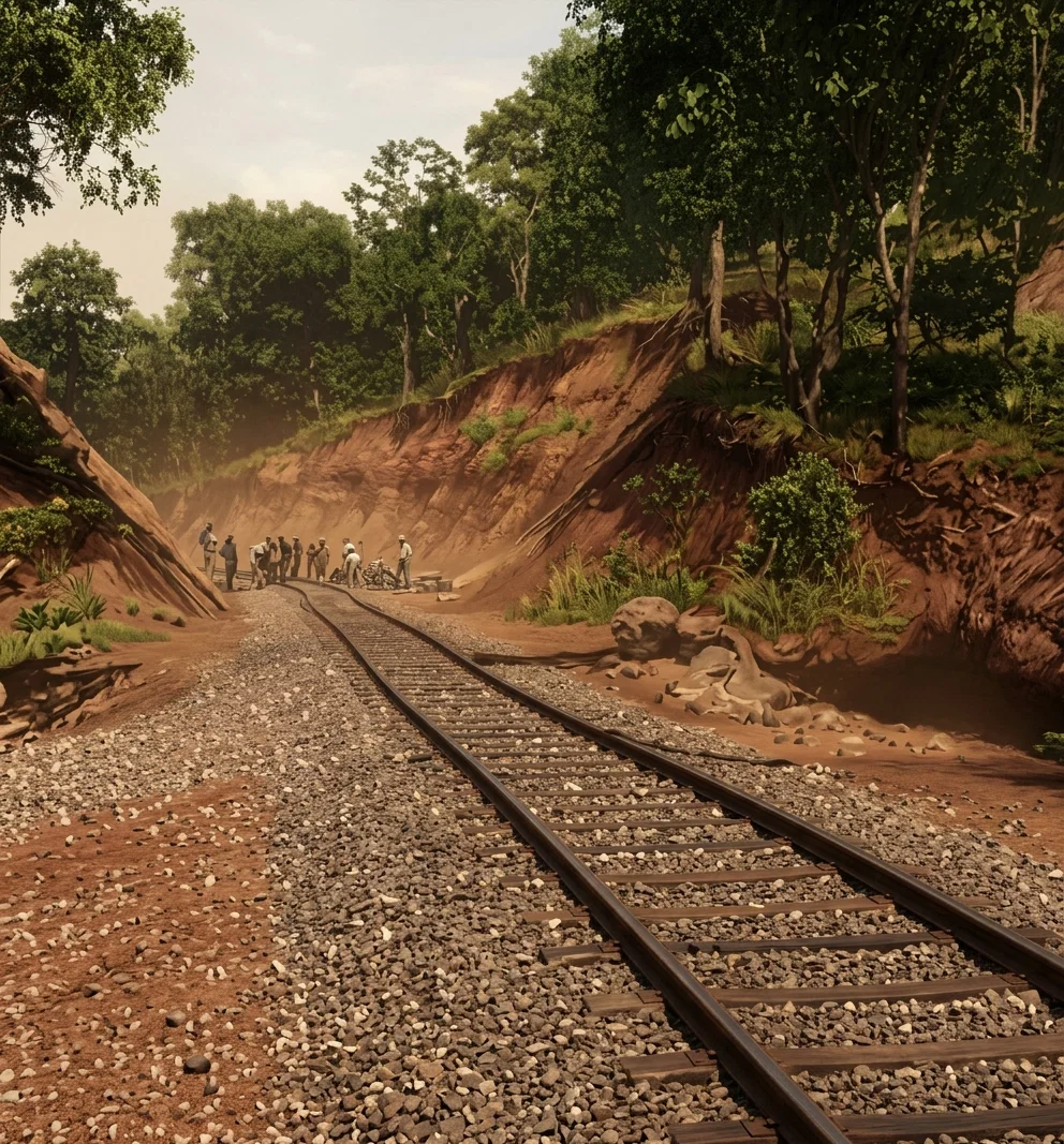 Building a Railroad Near the Malamulo Mission, Africa