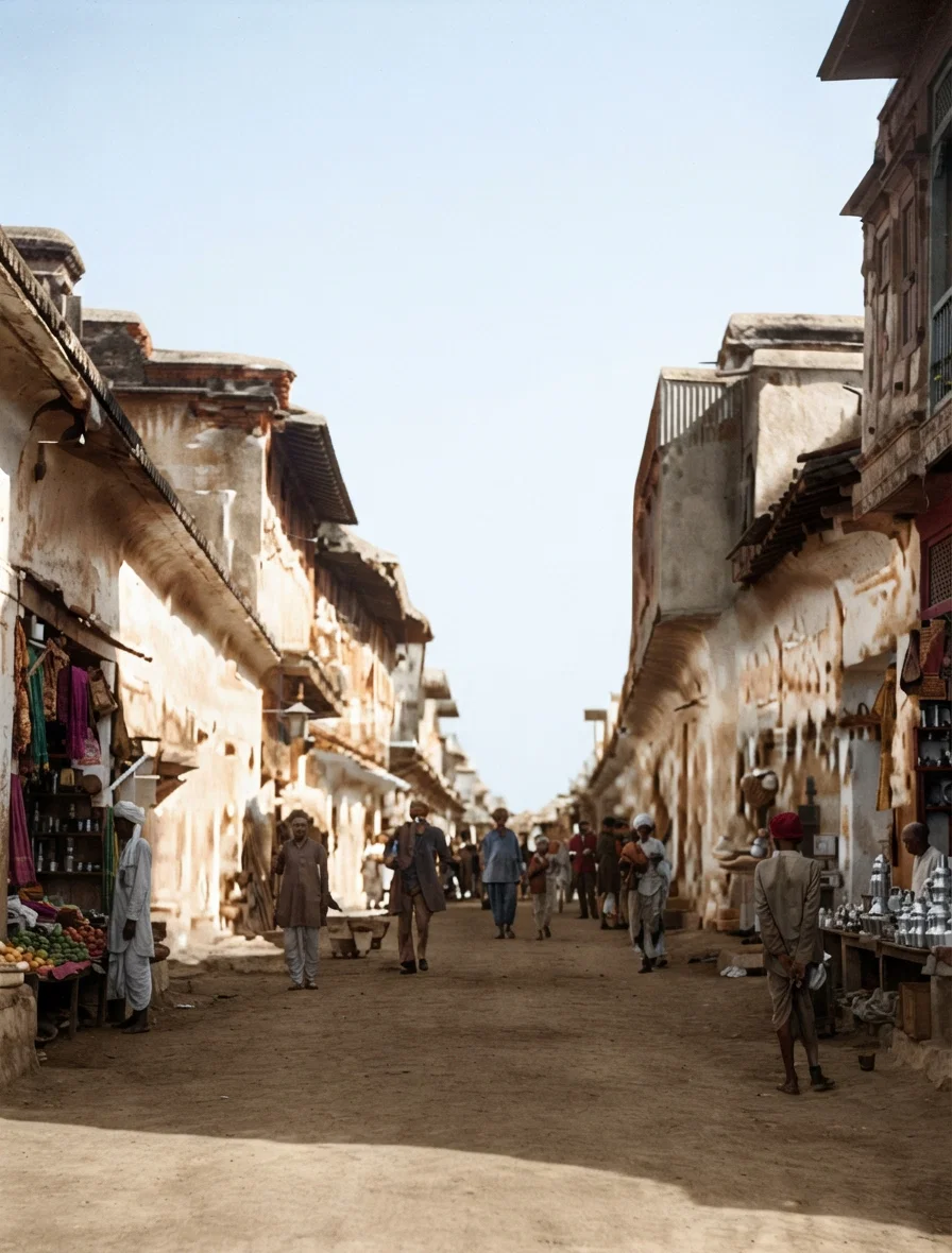 The main street in Najibabad. It is about one fourth of a mile long, and lined on either side with native shops. It is an exceptionally clean street.