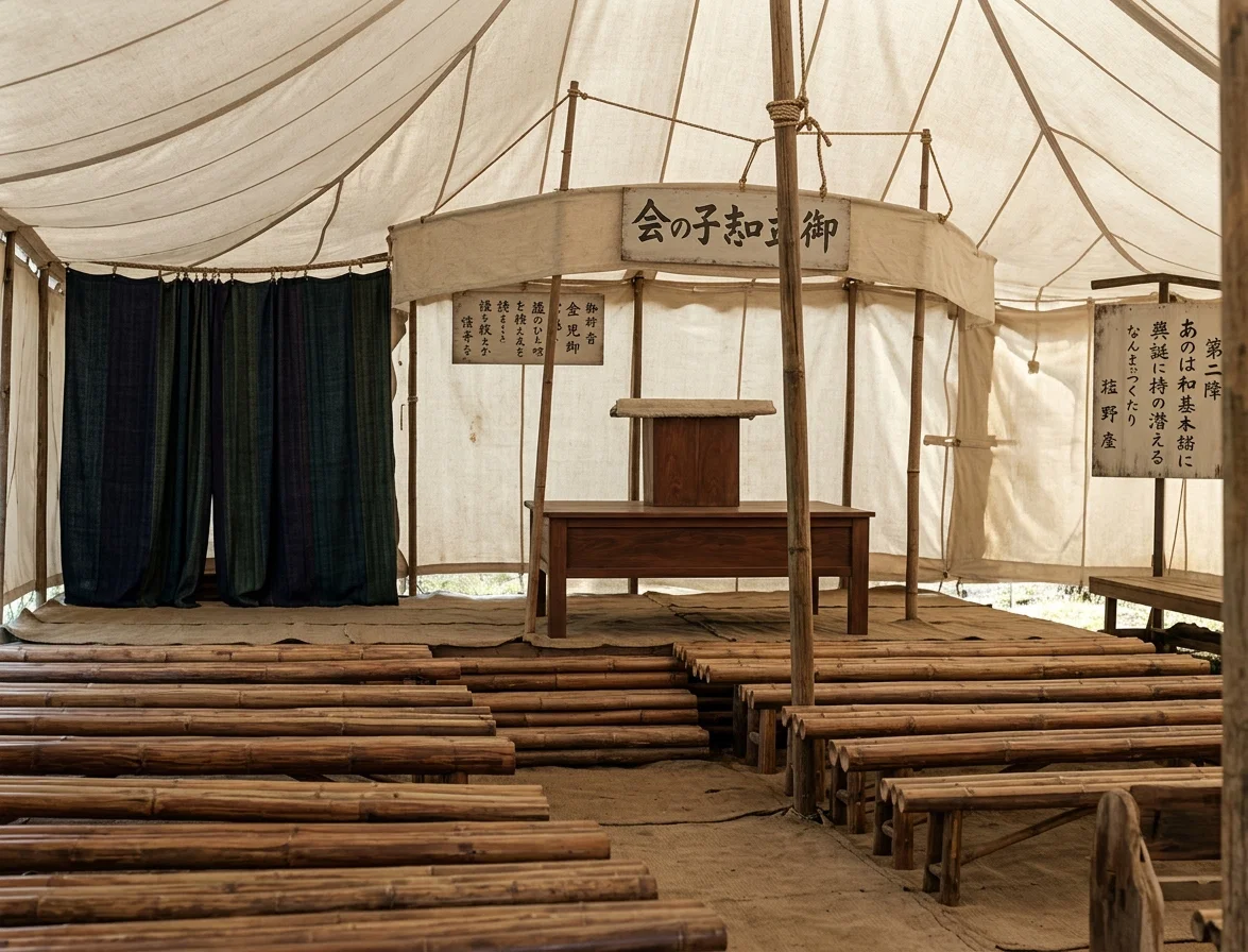 INTERIOR OF KOZU MEETING TENT