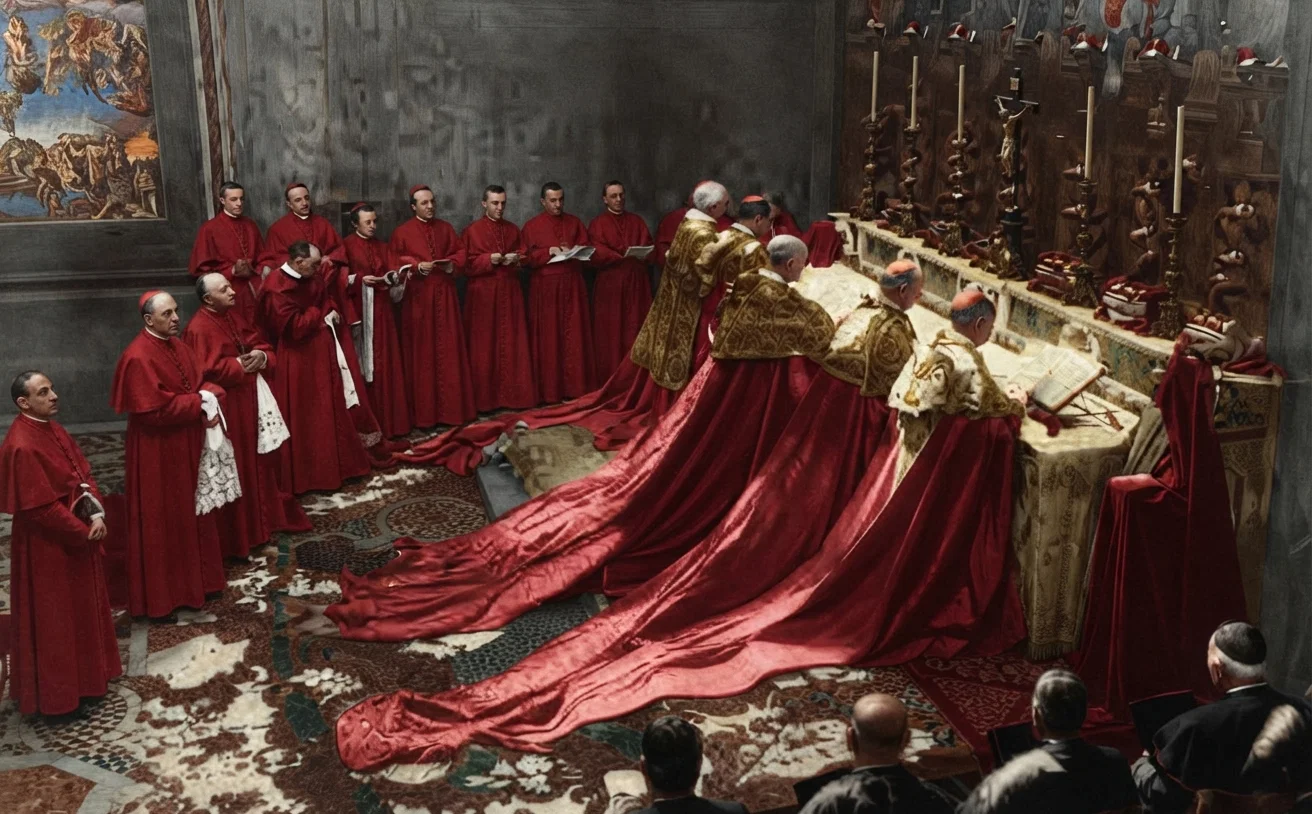 THE NEWLY CREATED CARDINALS CELEBRATING MASS IN THE SISTINE CHAPEL OF THE VATICAN