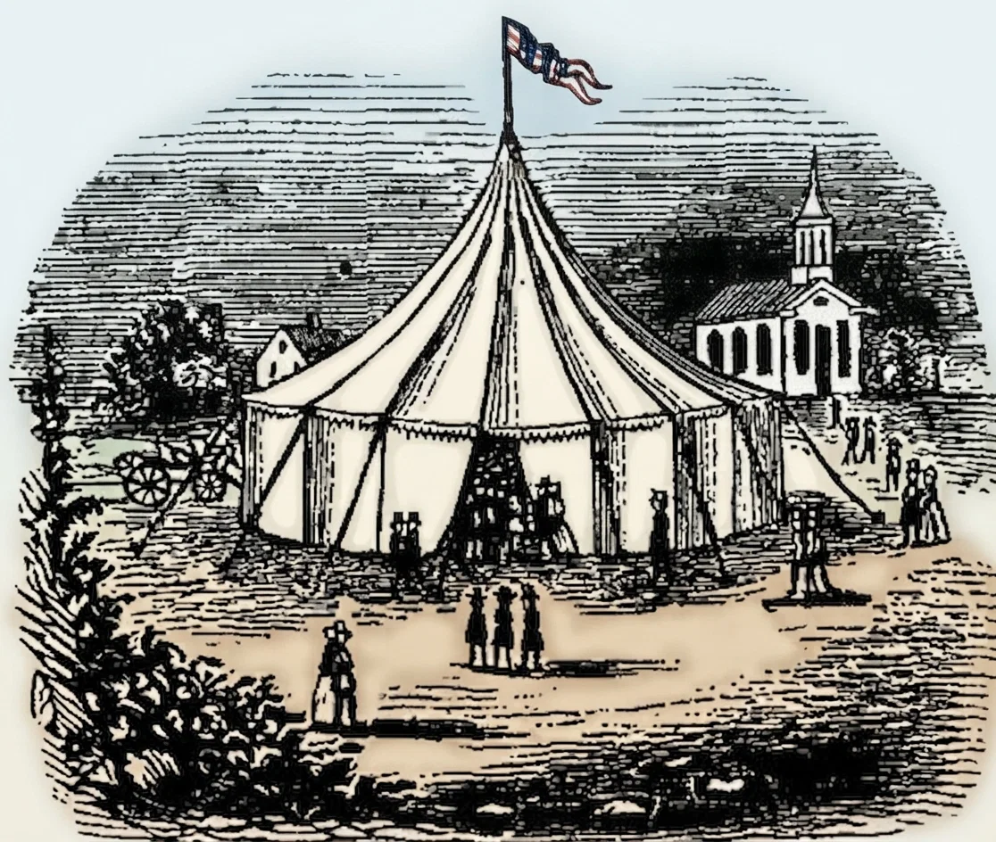 TENT MEETING AT BATTLE CREEK.