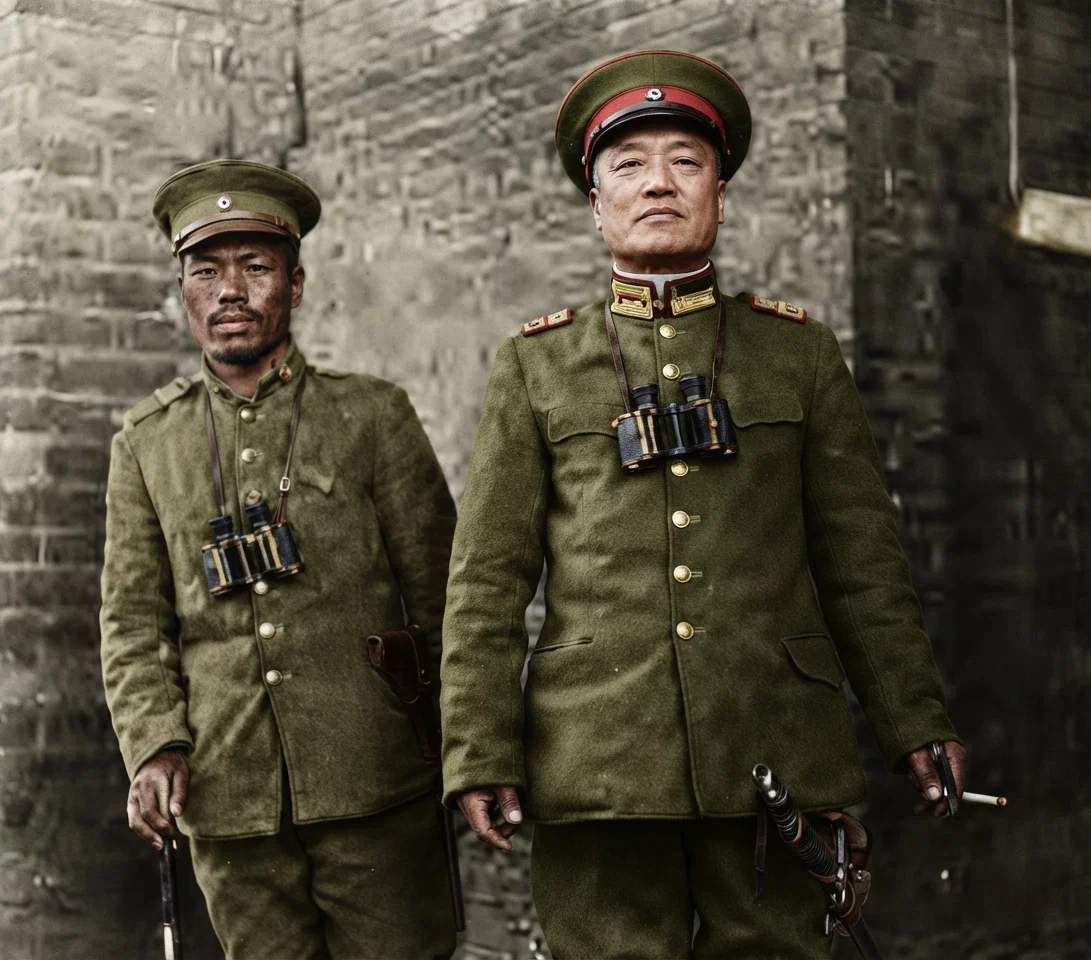 General Lee, imperial commander, and his aide at Hankow. Do not confuse this with General Li, the revolutionary commander.