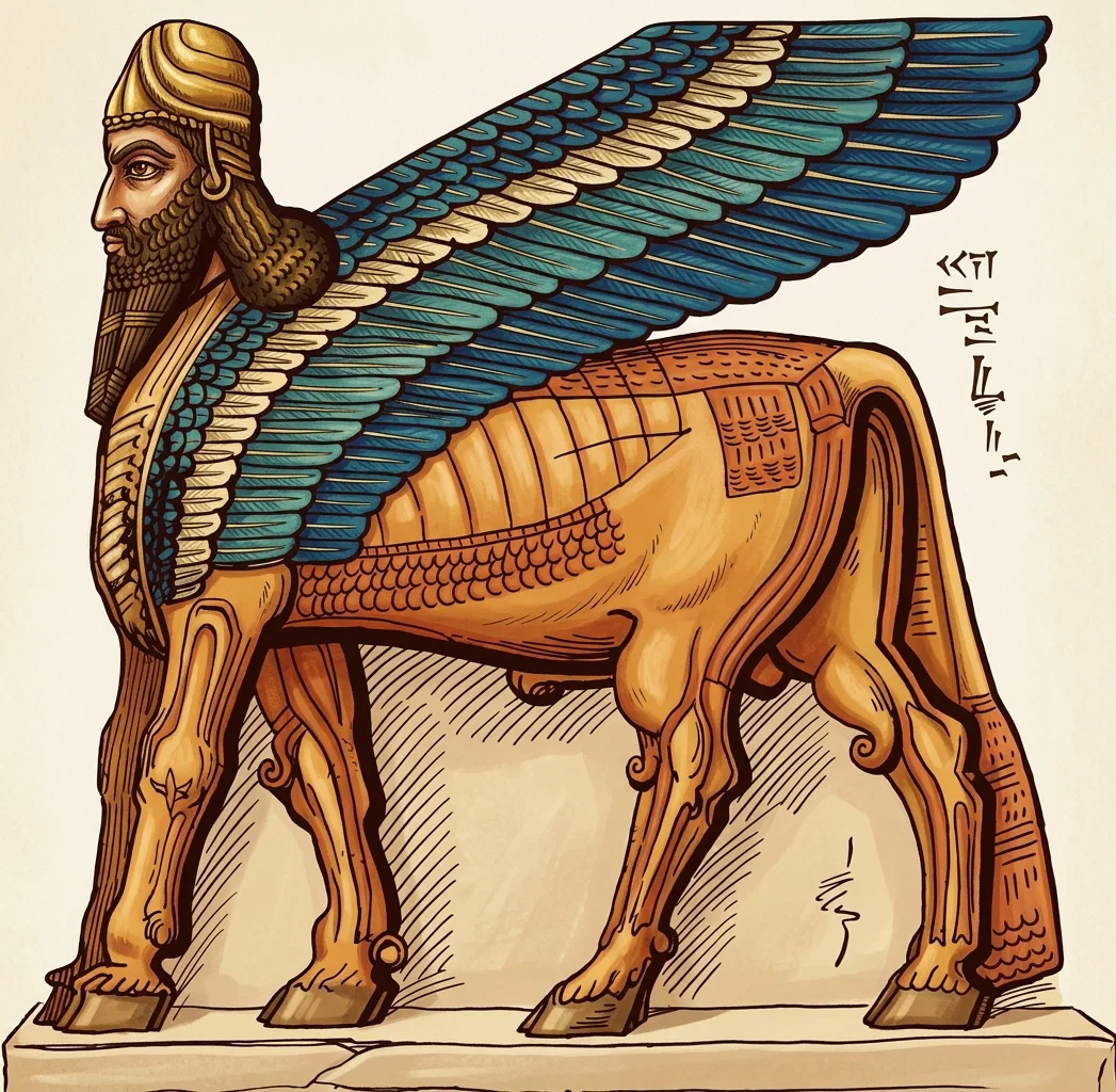The Winged Man-headed Ox from Nimrud.