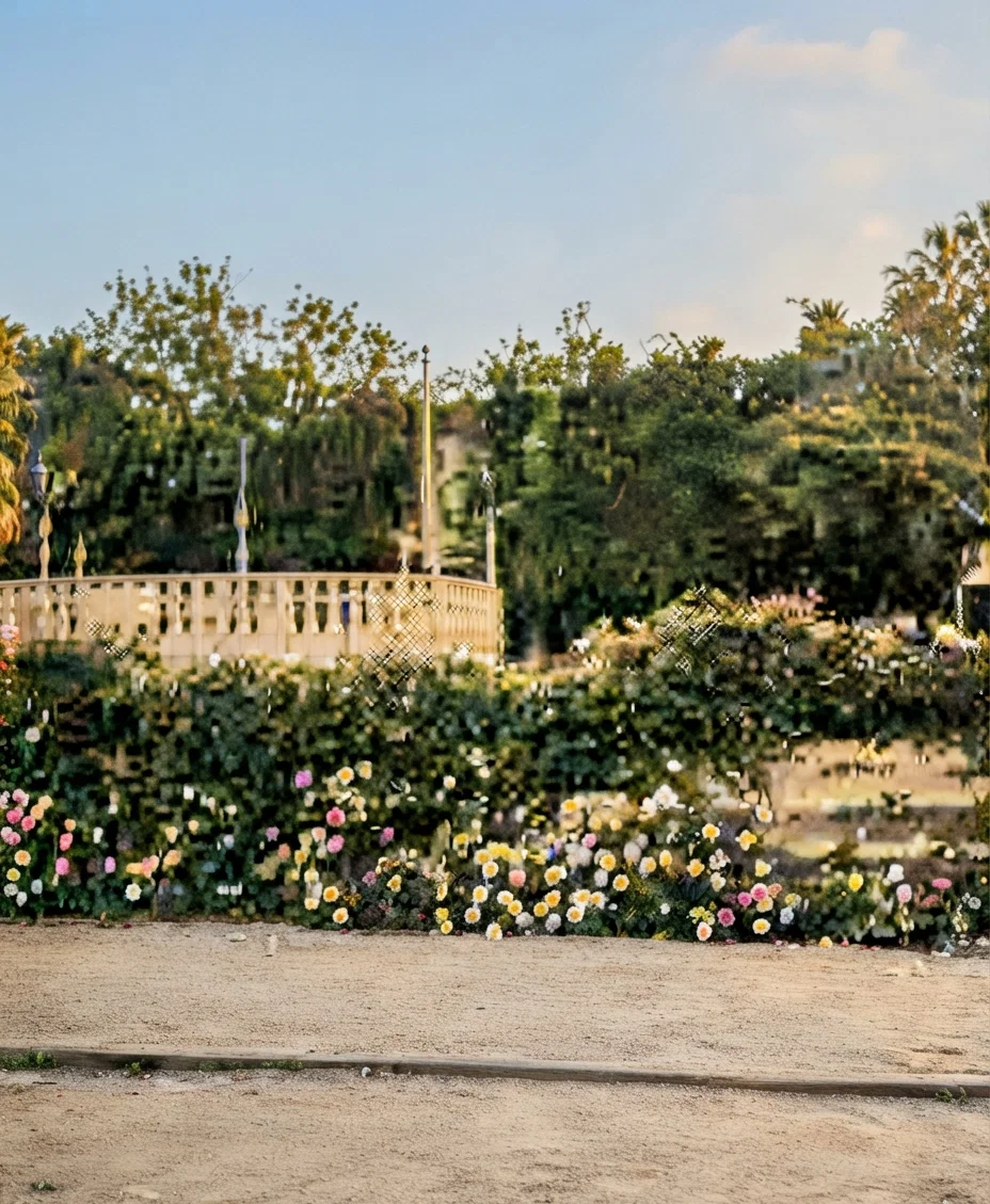 Garden, S. P. Railroad Station, Los Angeles, Cal.