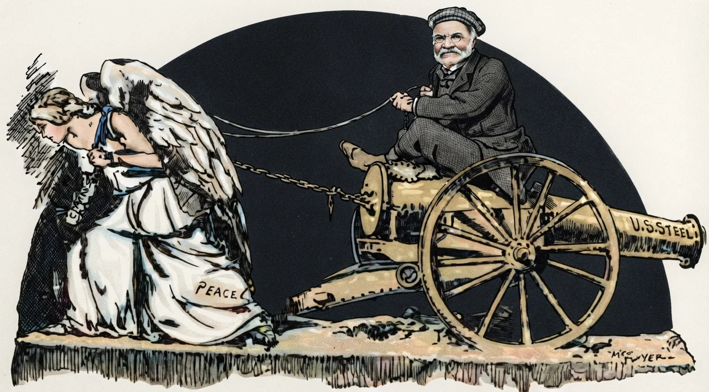 A Proposed Statue of Mr. Carnegie for the Peace Palace, which we reprint by Courtesy of the New York "Times," an illustration of how the Secular Press views the matter. The cartoon by Mr. Mayer speaks for itself.