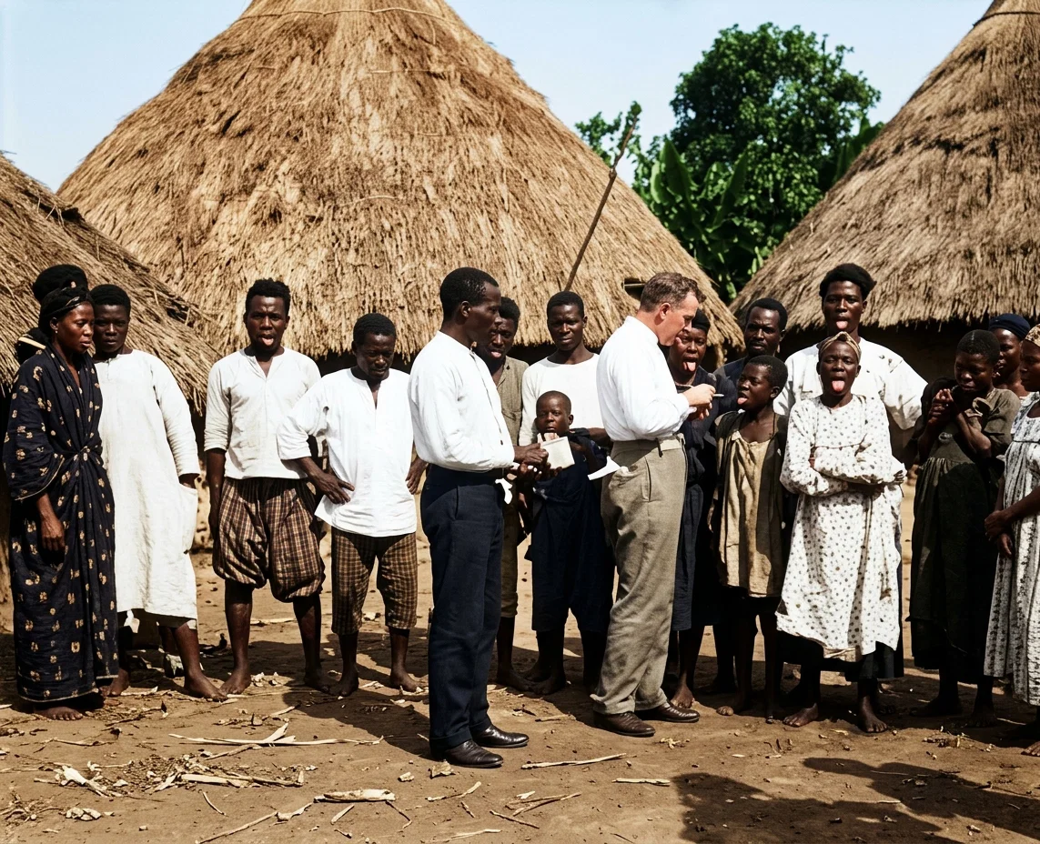 A NUMBER OF VILLAGERS HELPING OUR SISTERS TO CONVERT THE COLORED HEATHEN AND NEGROES